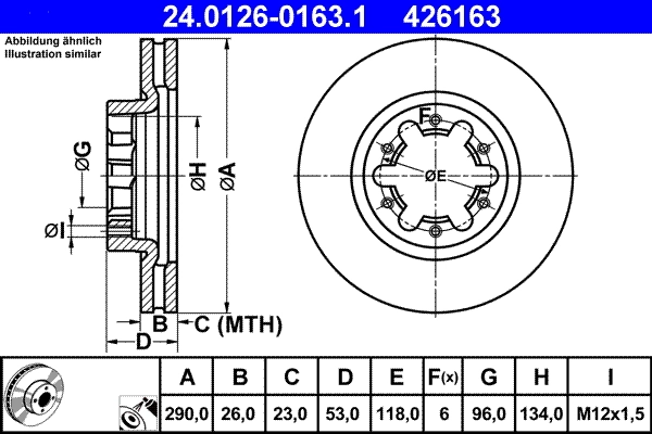 Disque de frein ATE 24.0126-0163.1