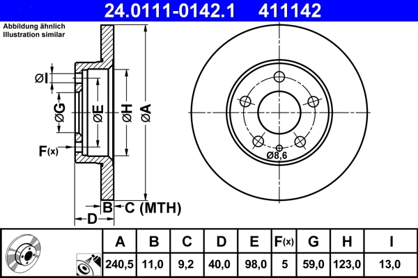 Disque de frein ATE 24.0111-0142.1
