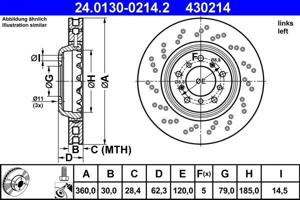 Disque de frein ATE 24.0130-0214.2