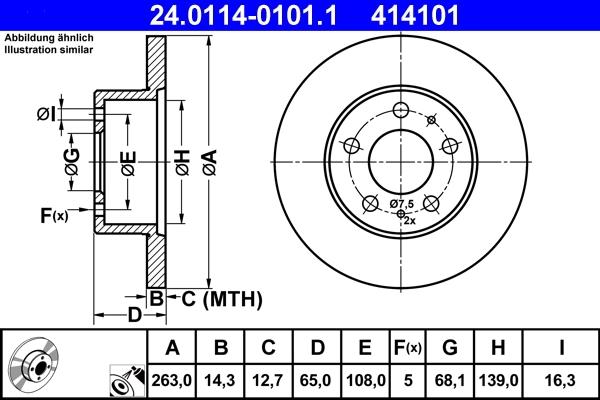 Disque de frein ATE 24.0114-0101.1