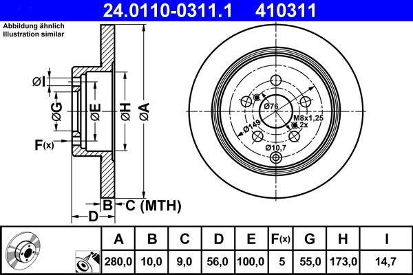 Disque de frein ATE 24.0110-0311.1