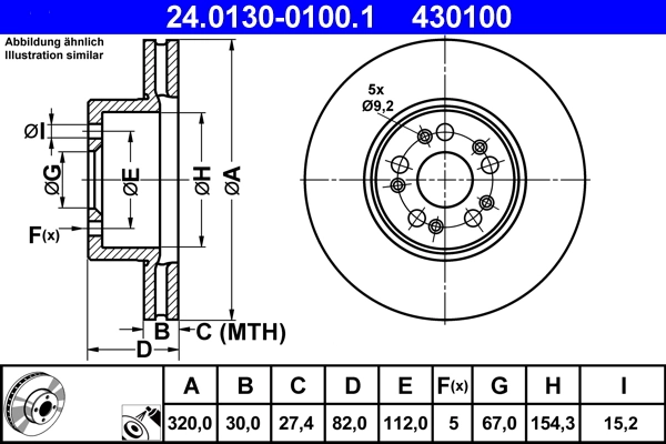 Disque de frein ATE 24.0130-0100.1