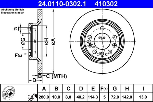 Disque de frein ATE 24.0110-0302.1
