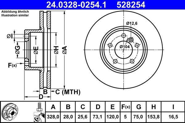 Disque de frein ATE 24.0328-0254.1