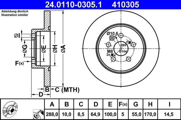 Disque de frein ATE 24.0110-0305.1
