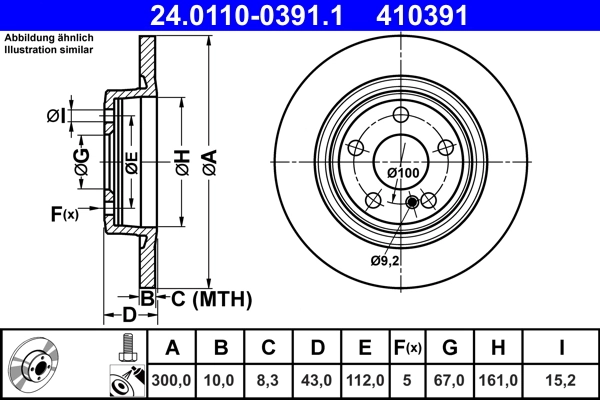 Disque de frein ATE 24.0110-0391.1