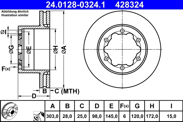 Disque de frein ATE 24.0128-0324.1