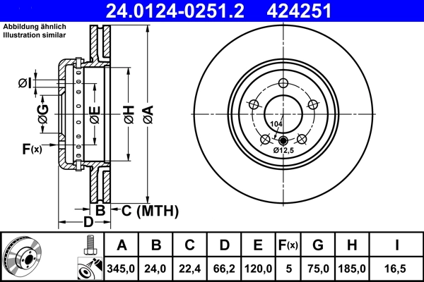 Disque de frein ATE 24.0124-0251.2