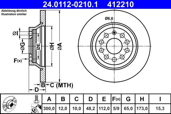 Disque de frein ATE 24.0112-0210.1