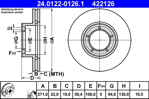 Disque de frein ATE 24.0122-0126.1