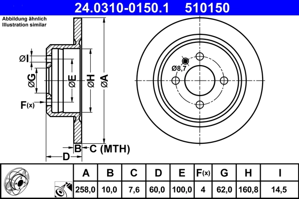 Disque de frein ATE 24.0310-0150.1