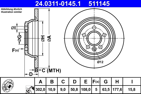 Disque de frein ATE 24.0311-0145.1
