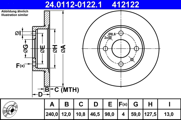 Disque de frein ATE 24.0112-0122.1
