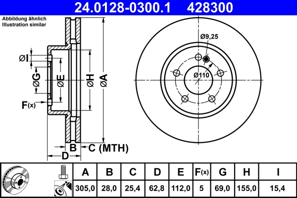 Disque de frein ATE 24.0128-0300.1