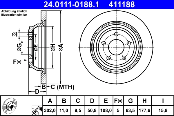 Disque de frein ATE 24.0111-0188.1
