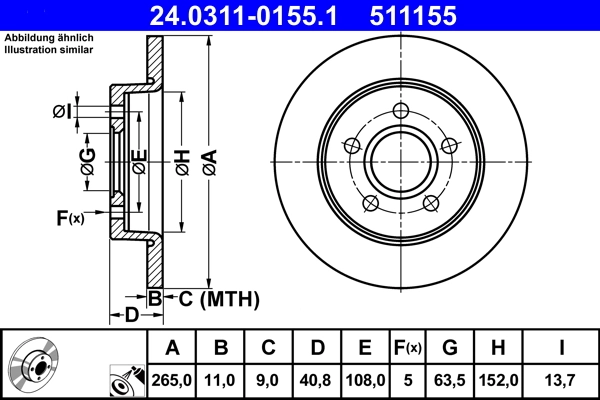 Disque de frein ATE 24.0311-0155.1