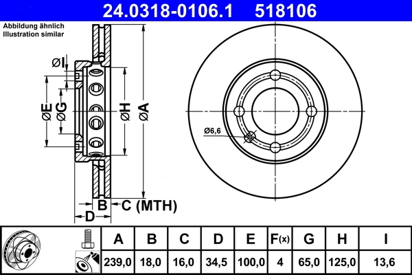 Disque de frein ATE 24.0318-0106.1