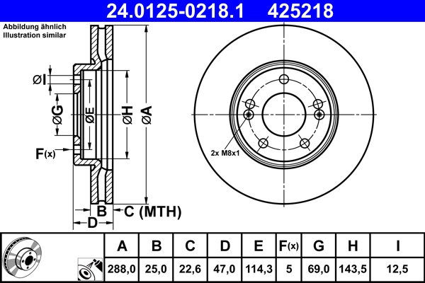 Disque de frein ATE 24.0125-0218.1