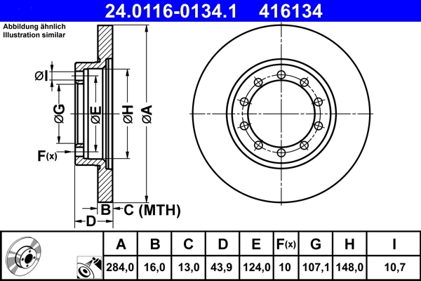 Disque de frein ATE 24.0116-0134.1