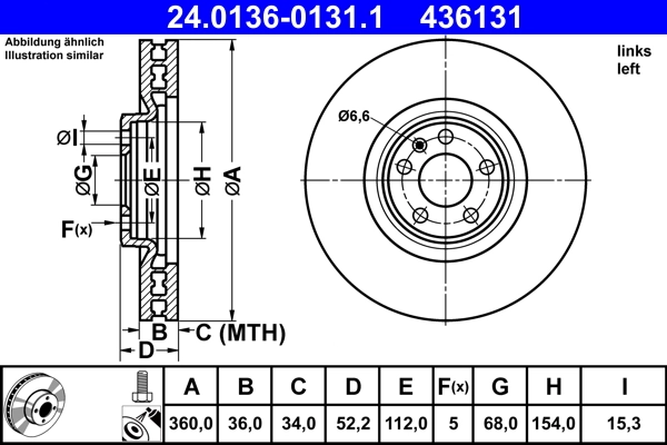 Disque de frein ATE 24.0136-0131.1