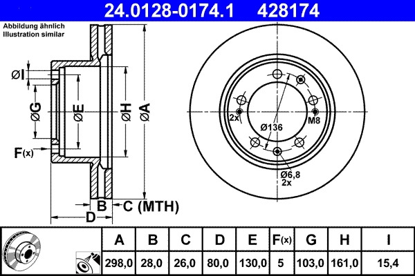Disque de frein ATE 24.0128-0174.1