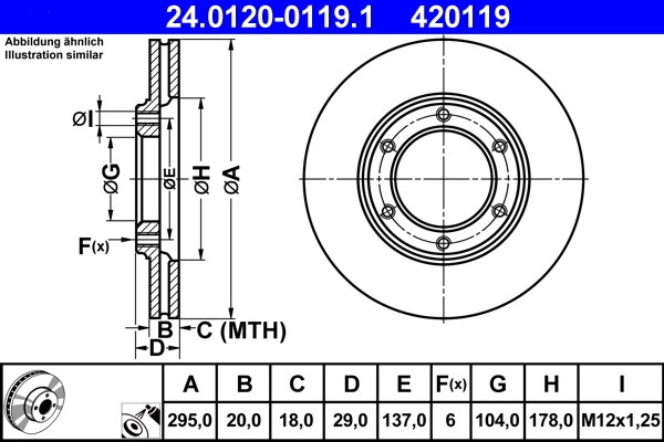 Disque de frein ATE 24.0120-0119.1