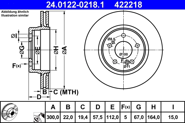 Disque de frein ATE 24.0122-0218.1