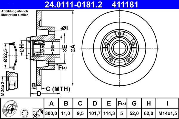 Disque de frein ATE 24.0111-0181.2
