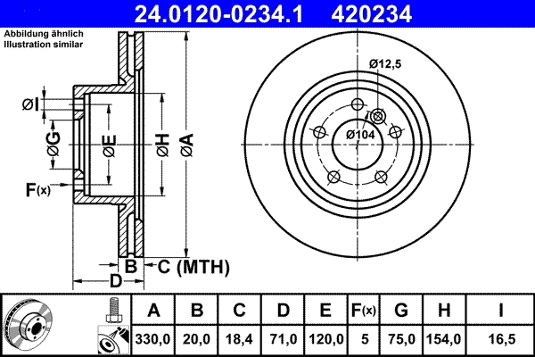 Disque de frein ATE 24.0120-0234.1