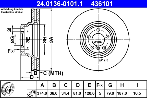 Disque de frein ATE 24.0136-0101.1