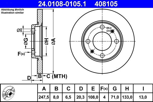 Disque de frein ATE 24.0108-0105.1