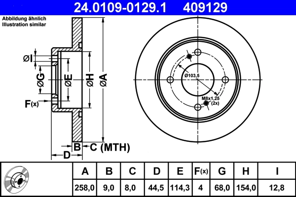 Disque de frein ATE 24.0109-0129.1
