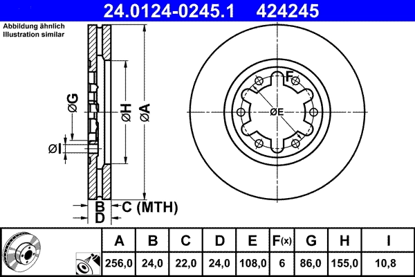 Disque de frein ATE 24.0124-0245.1