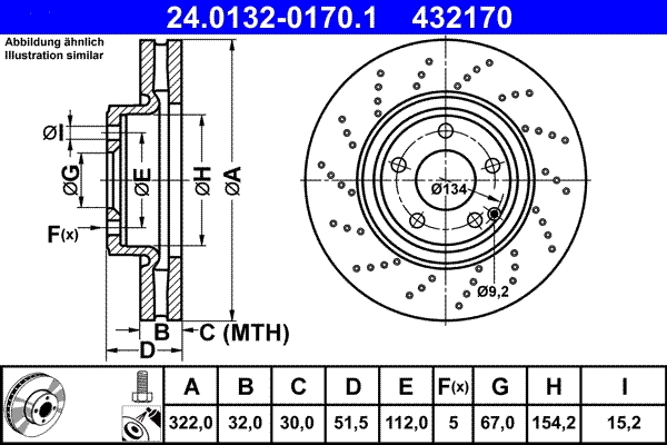 Disque de frein ATE 24.0132-0170.1