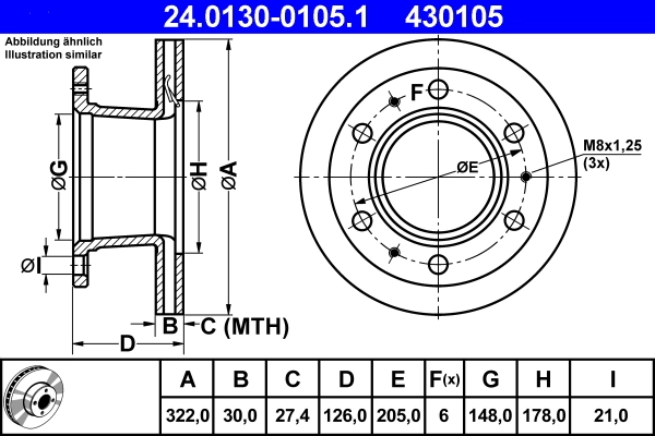 Disque de frein ATE 24.0130-0105.1