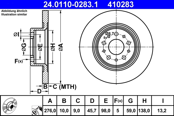 Disque de frein ATE 24.0110-0283.1