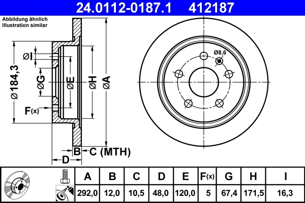 Disque de frein ATE 24.0112-0187.1