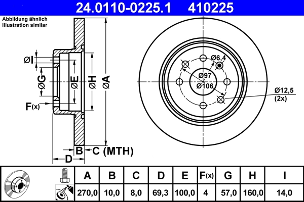 Disque de frein ATE 24.0110-0225.1