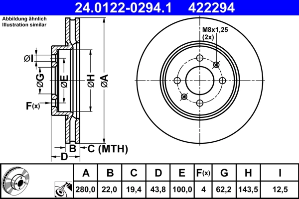 Disque de frein ATE 24.0122-0294.1