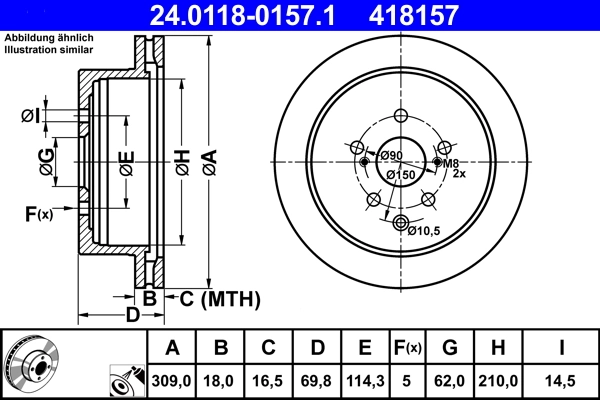 Disque de frein ATE 24.0118-0157.1