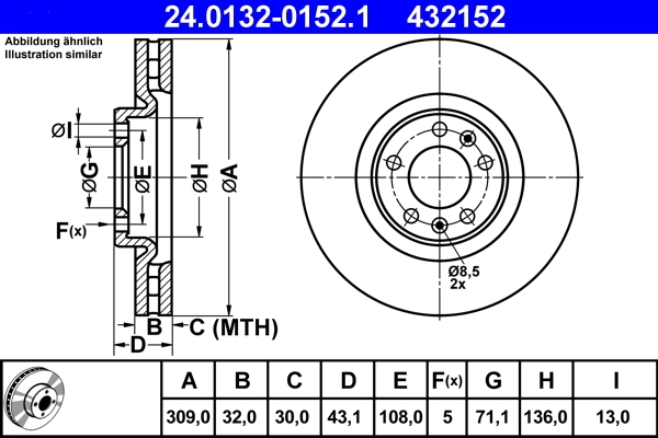 Disque de frein ATE 24.0132-0152.1