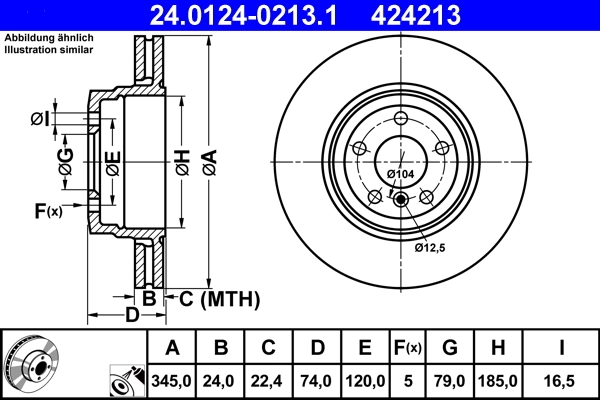 Disque de frein ATE 24.0124-0213.1