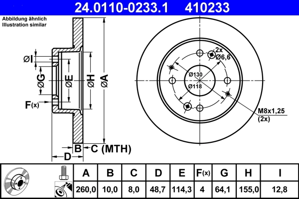Disque de frein ATE 24.0110-0233.1