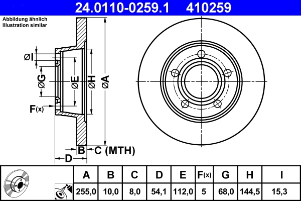 Disque de frein ATE 24.0110-0259.1