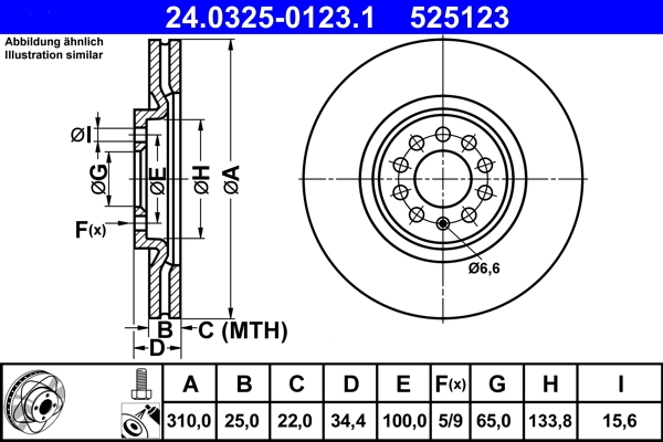 Disque de frein ATE 24.0325-0123.1