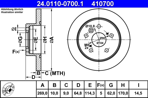 Disque de frein ATE 24.0110-0700.1