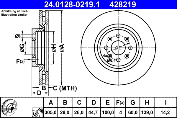 Disque de frein ATE 24.0128-0219.1