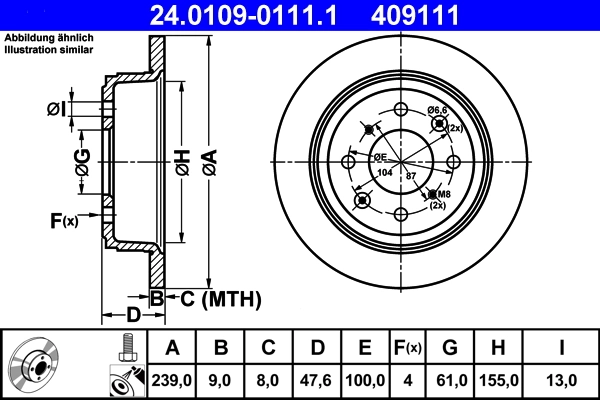 Disque de frein ATE 24.0109-0111.1