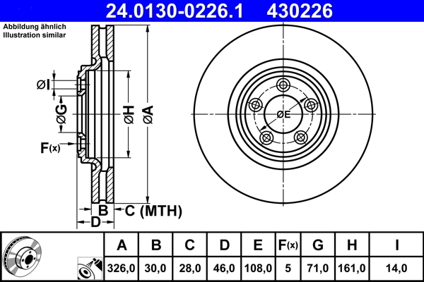 Disque de frein ATE 24.0130-0226.1