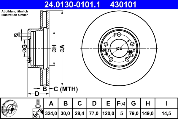 Disque de frein ATE 24.0130-0101.1